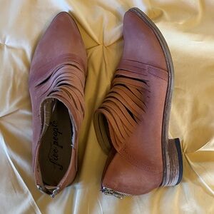 Free People Brown Fringe Ankle Booties, size 41/9-1/2 to 10